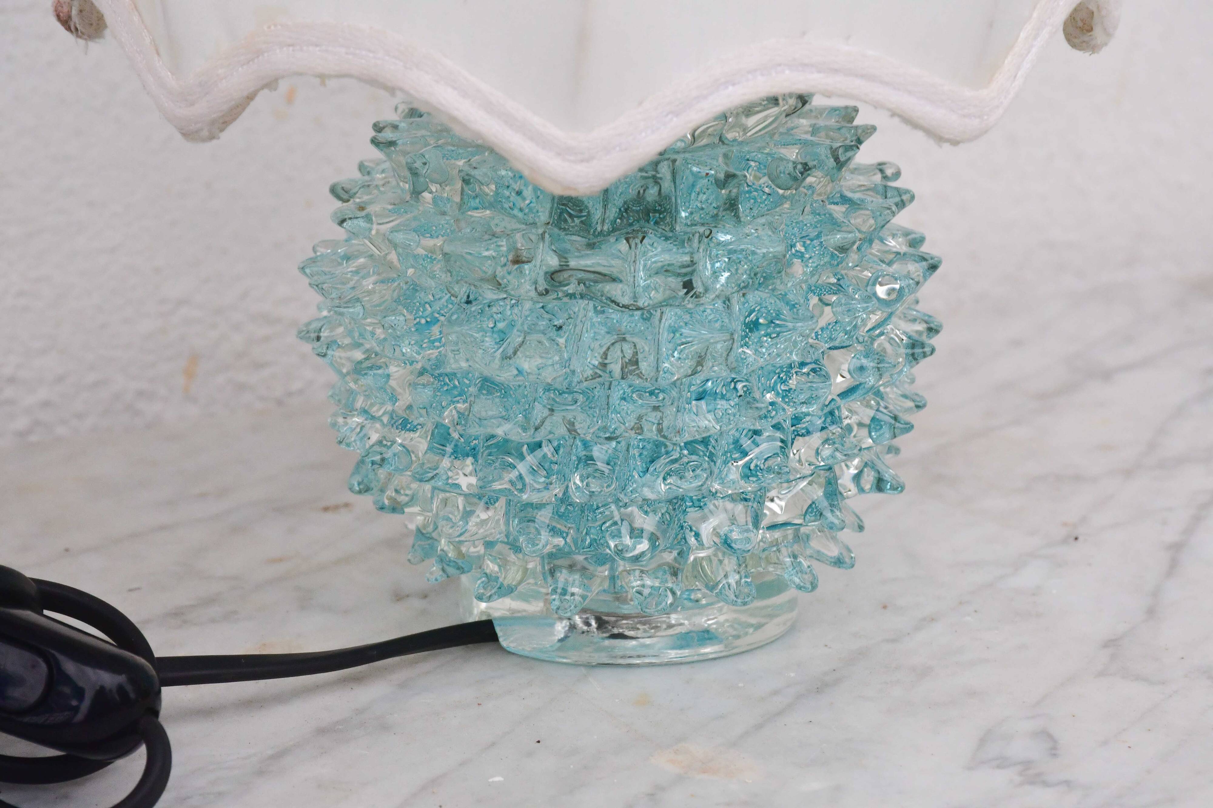 Rare blue table lamp in rostrato Murano glass vase for Barovier & Toso, 1950s