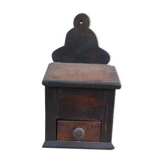 Old salt box or "saliero" in solid wood.