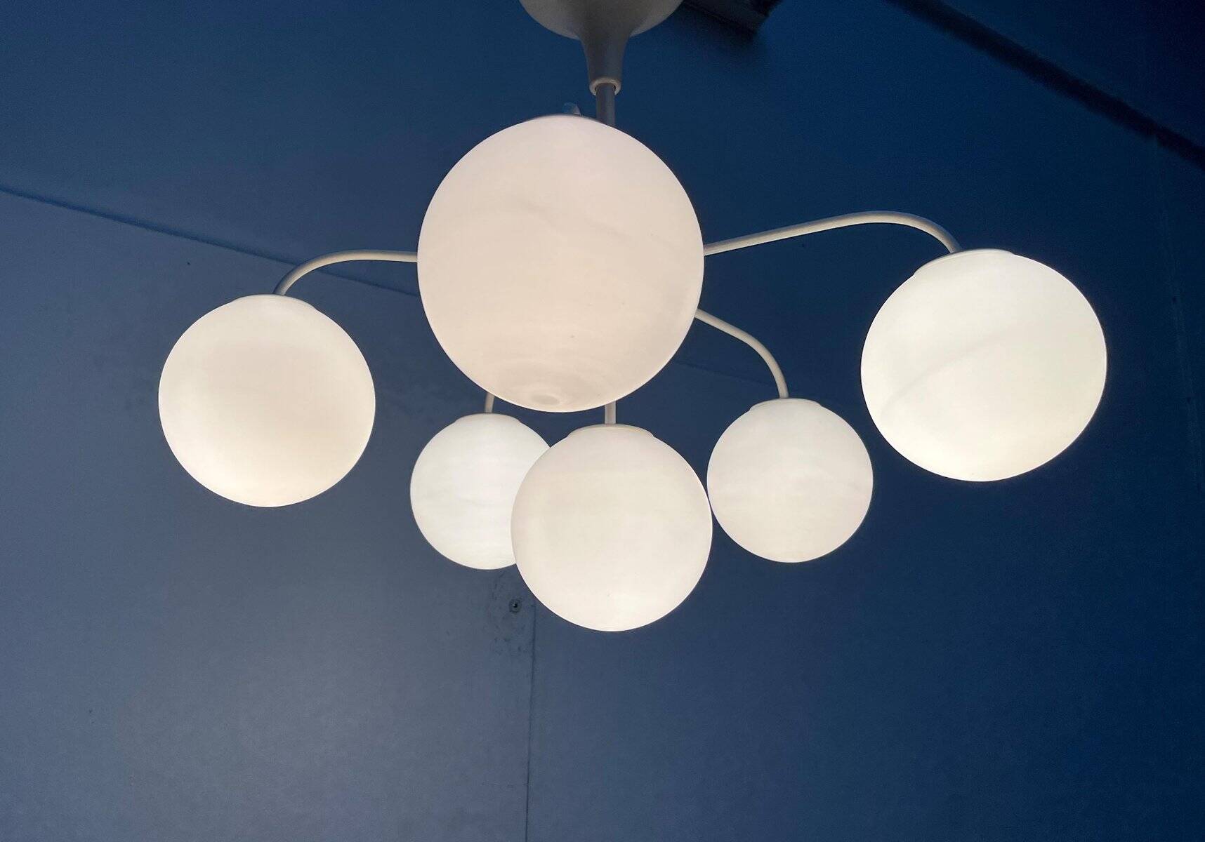 Mid-century modern Swiss glass replacement part for E.R. Nele Temde lamps, 1960s.