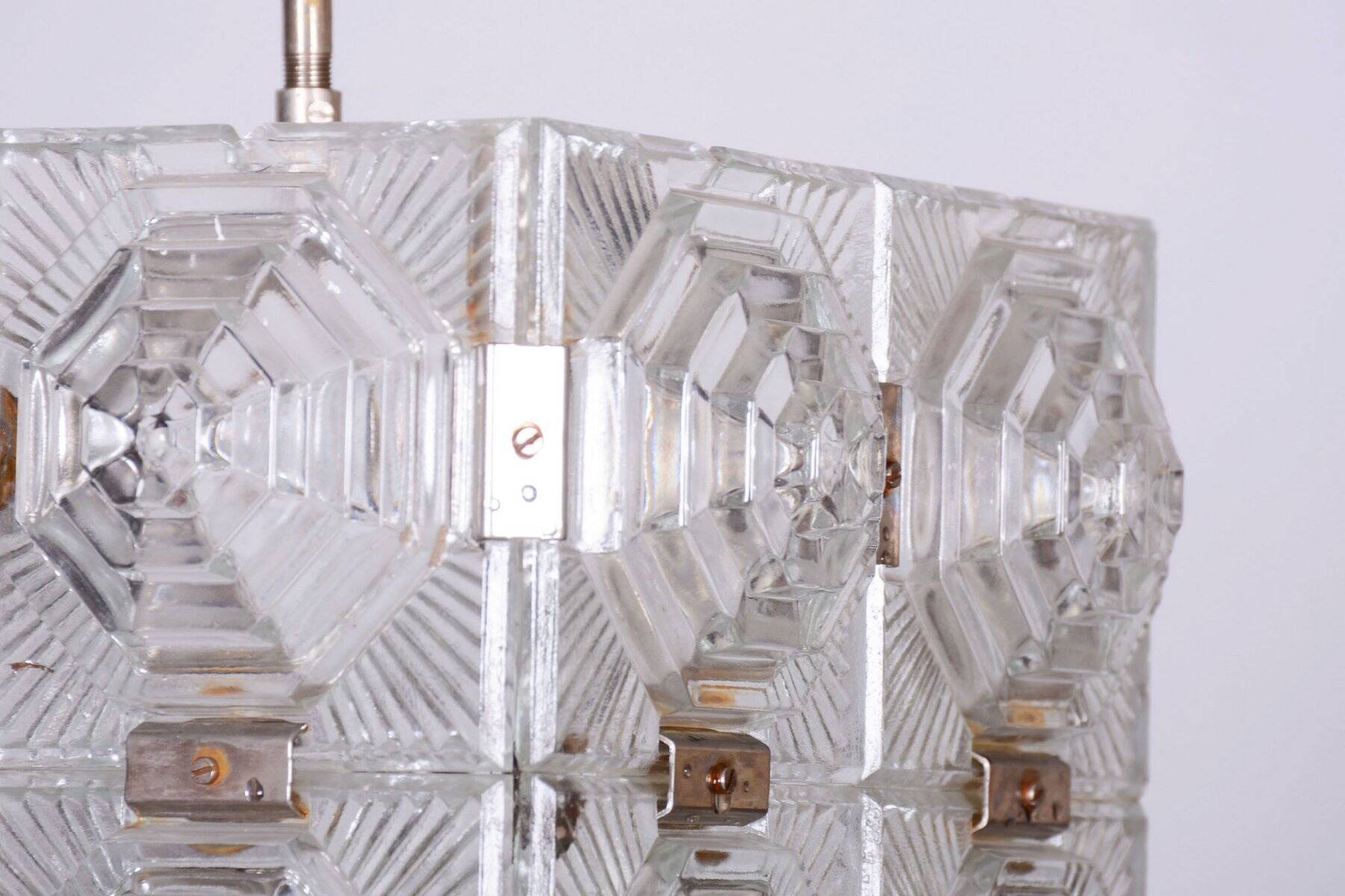 Mid-Century Chandelier in Chrome and Glass by Kamenický Šenov, Czech, 1960s