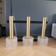 Vintage pendant chandelier in molded glass and brass