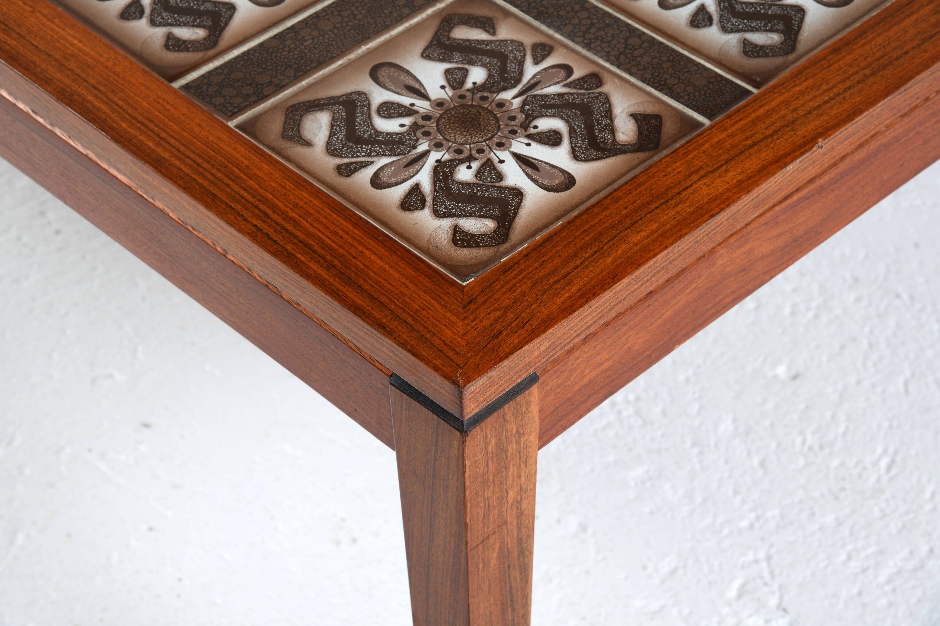 Scandinavian rosewood and ceramic coffee table