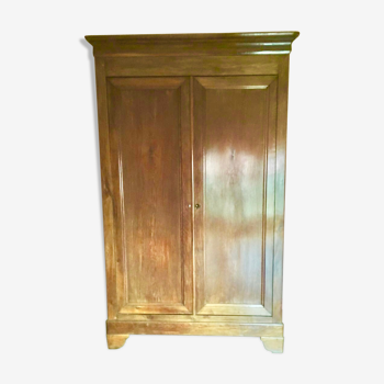 Armoire ancienne penderie en bois massif (noyer et chêne)