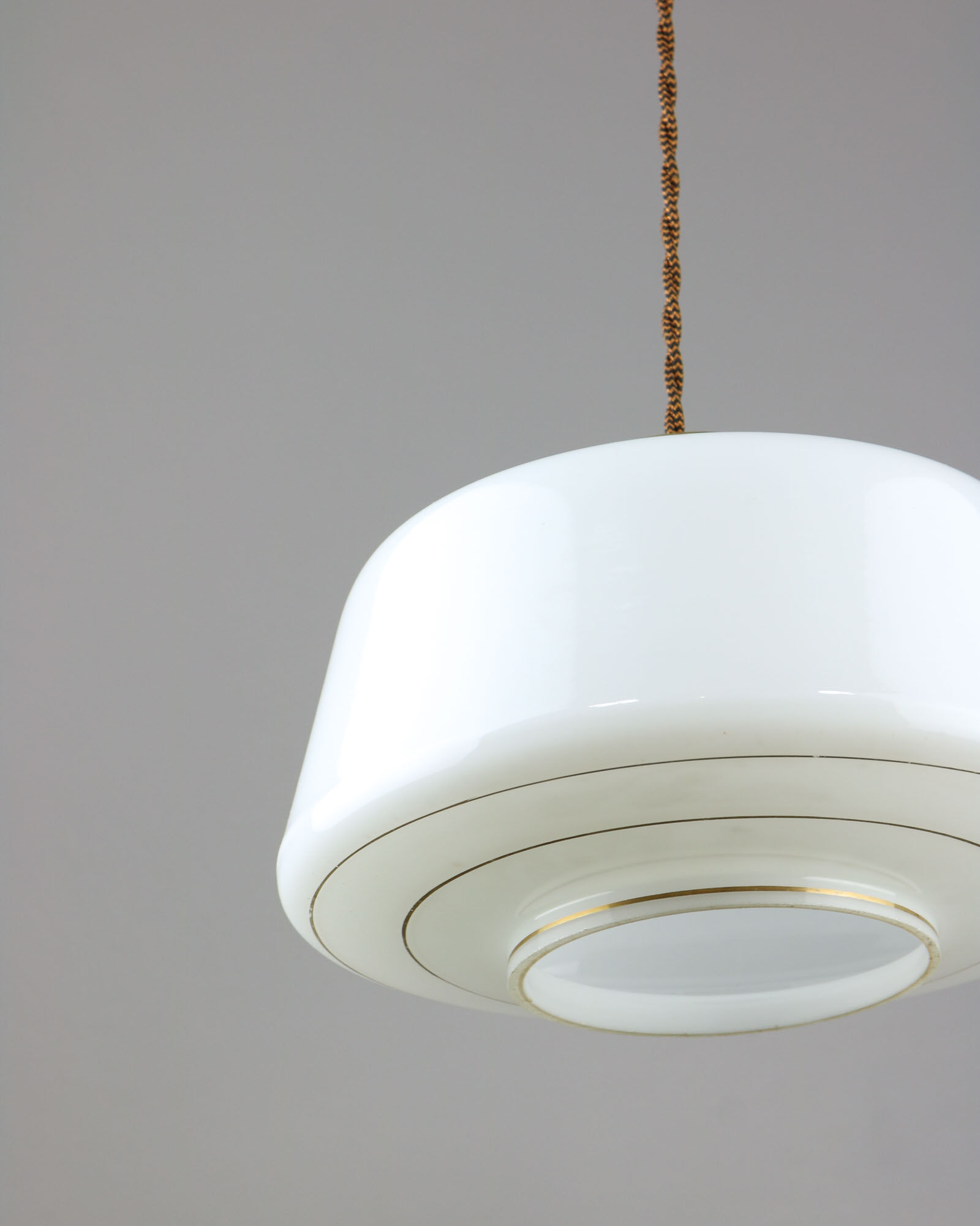 Mid-century Glass & Brass Pendant Lamp