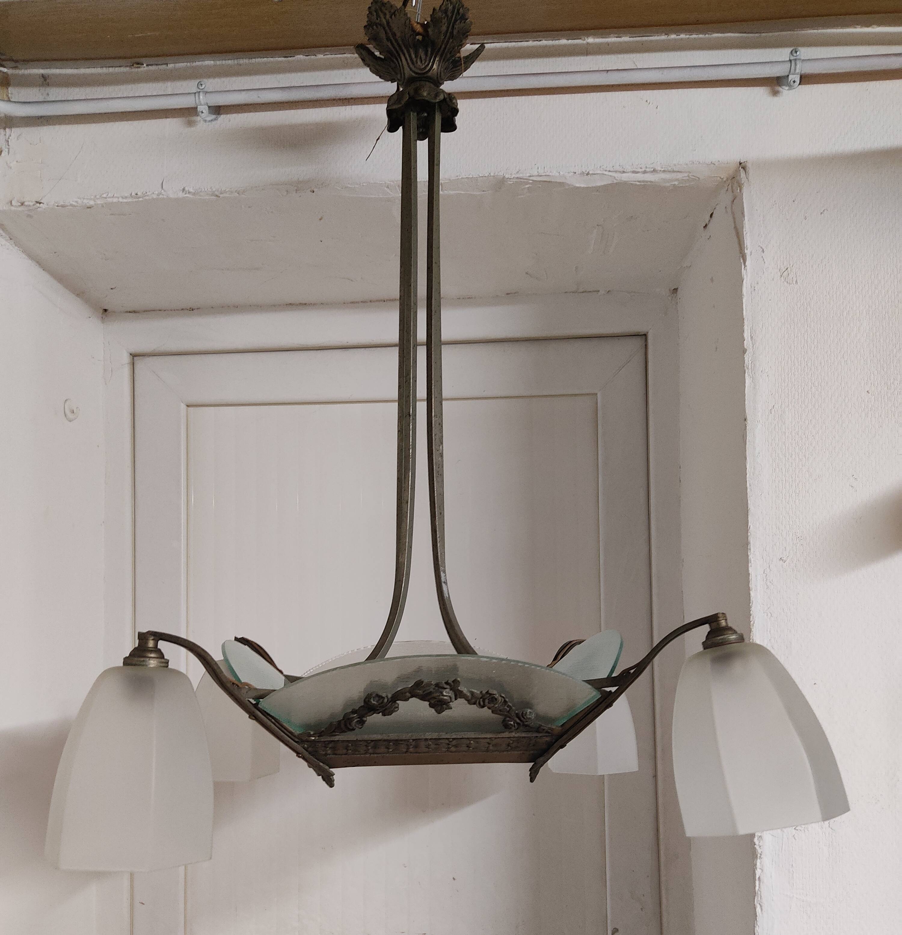 Lustre ancien Art déco 6 lumières