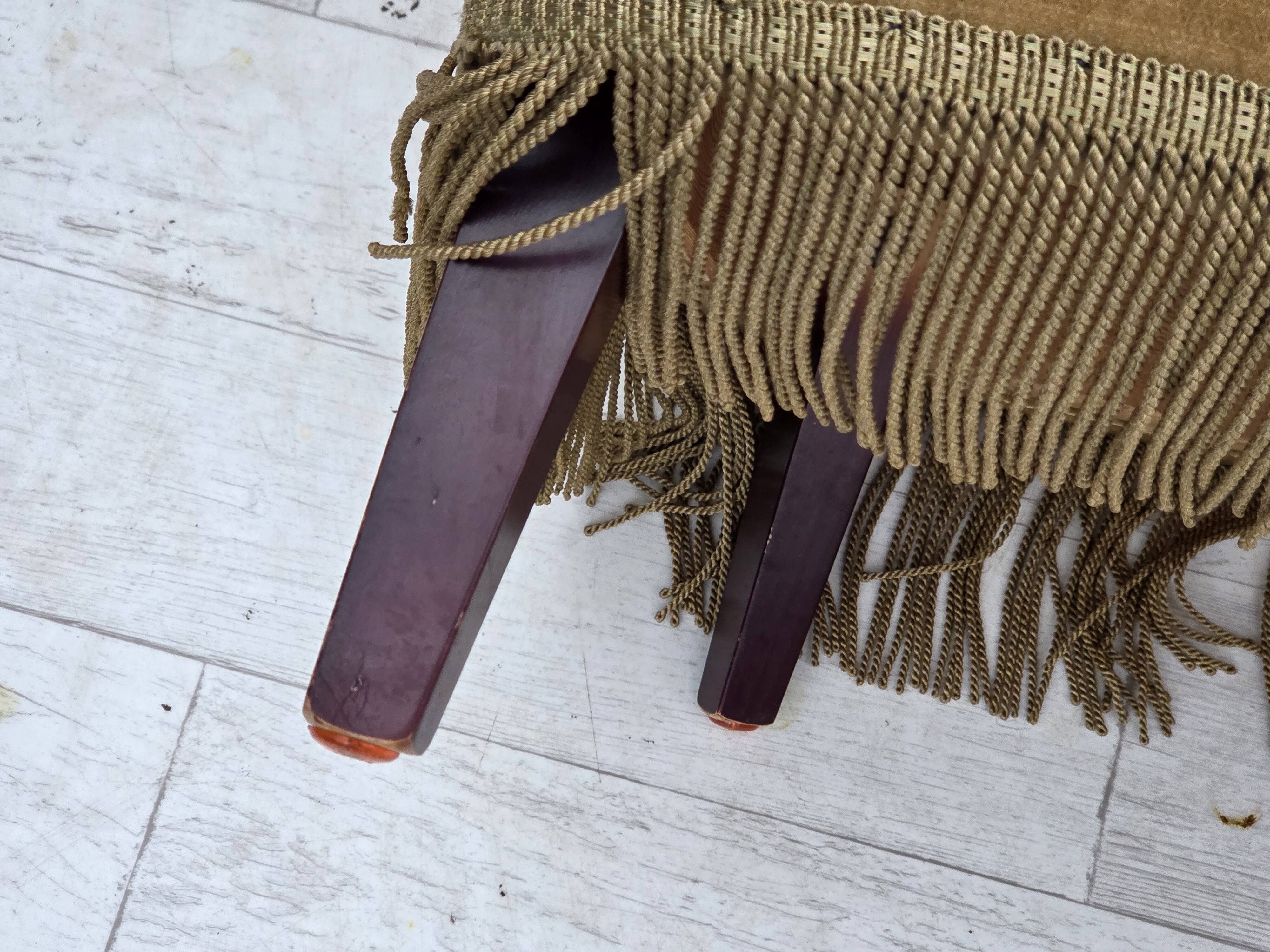 1970s, Danish highback armchair, light green furniture velour.