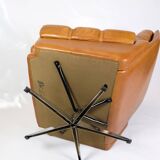 Armchair made in cognac leather, danish design from 1980s