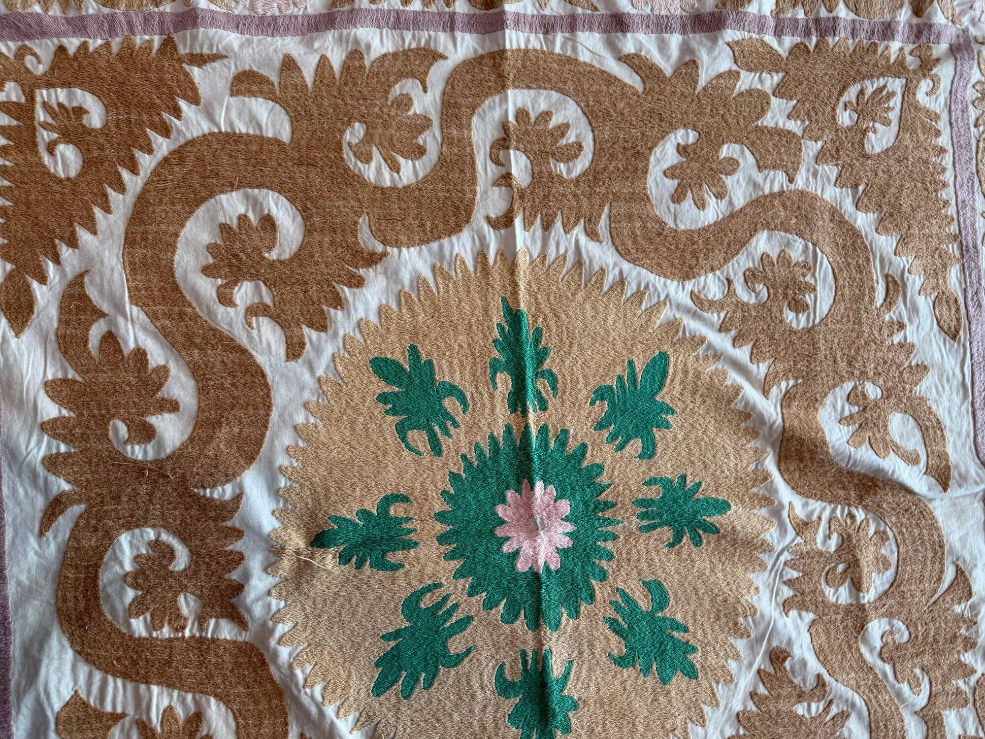 Vintage hand-embroidered tablecloth 128x135 cm