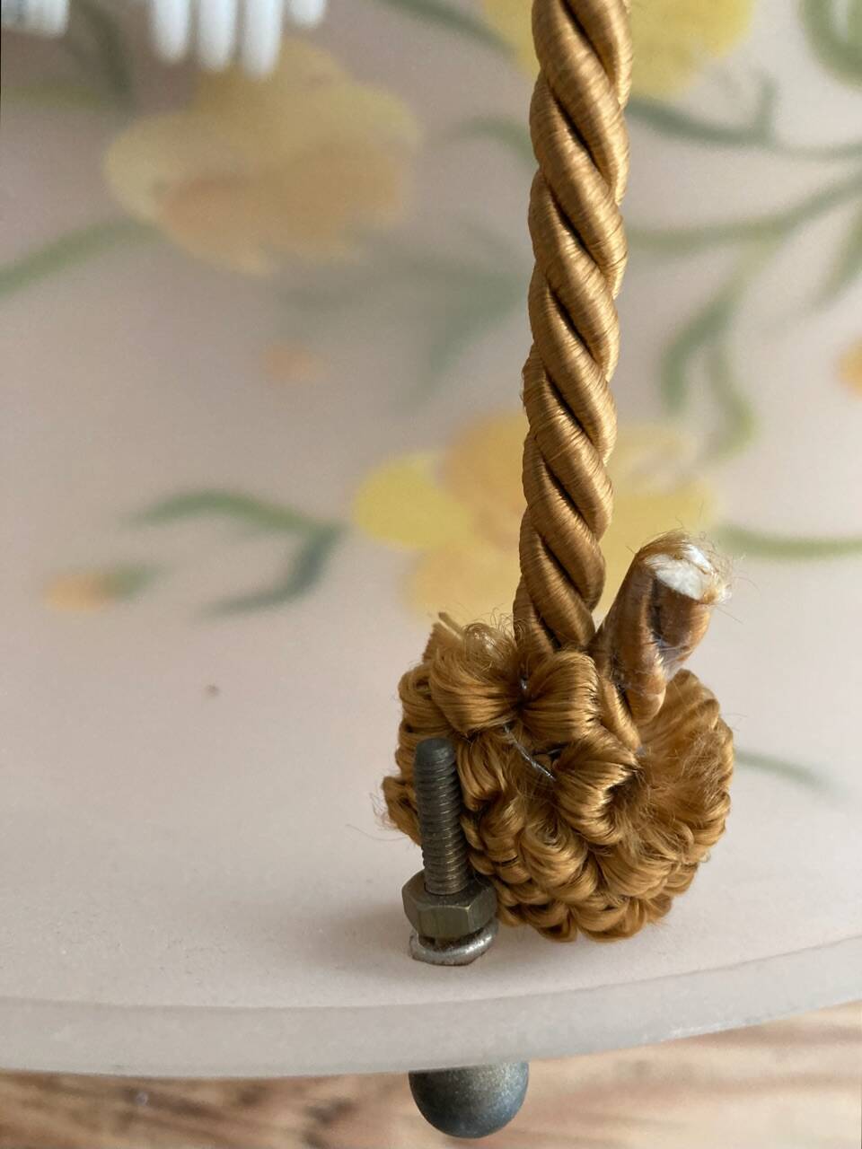 Opaline pendant light hand painted and signed