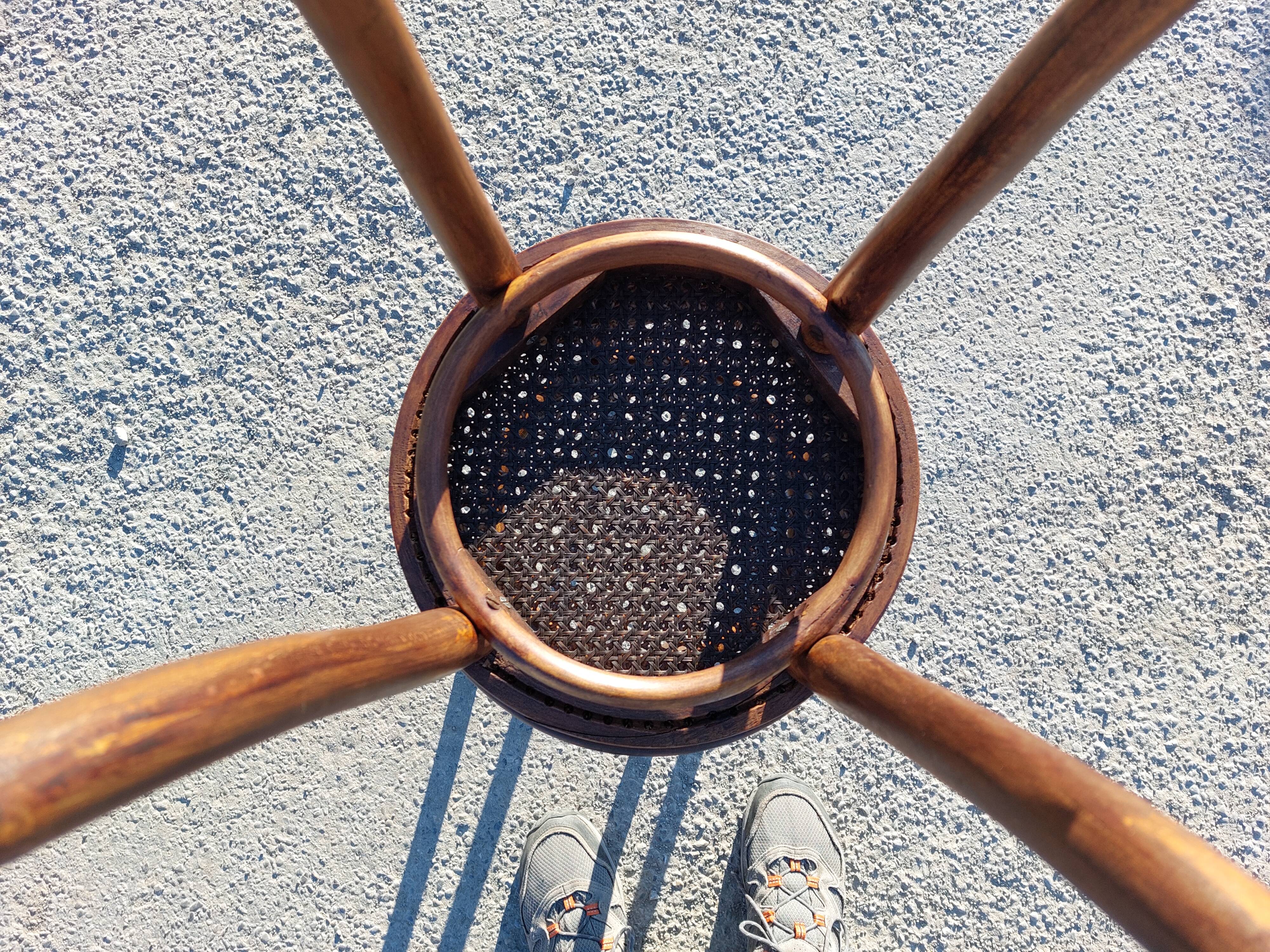 Pair of low caned stools signed Thonet - 1920s