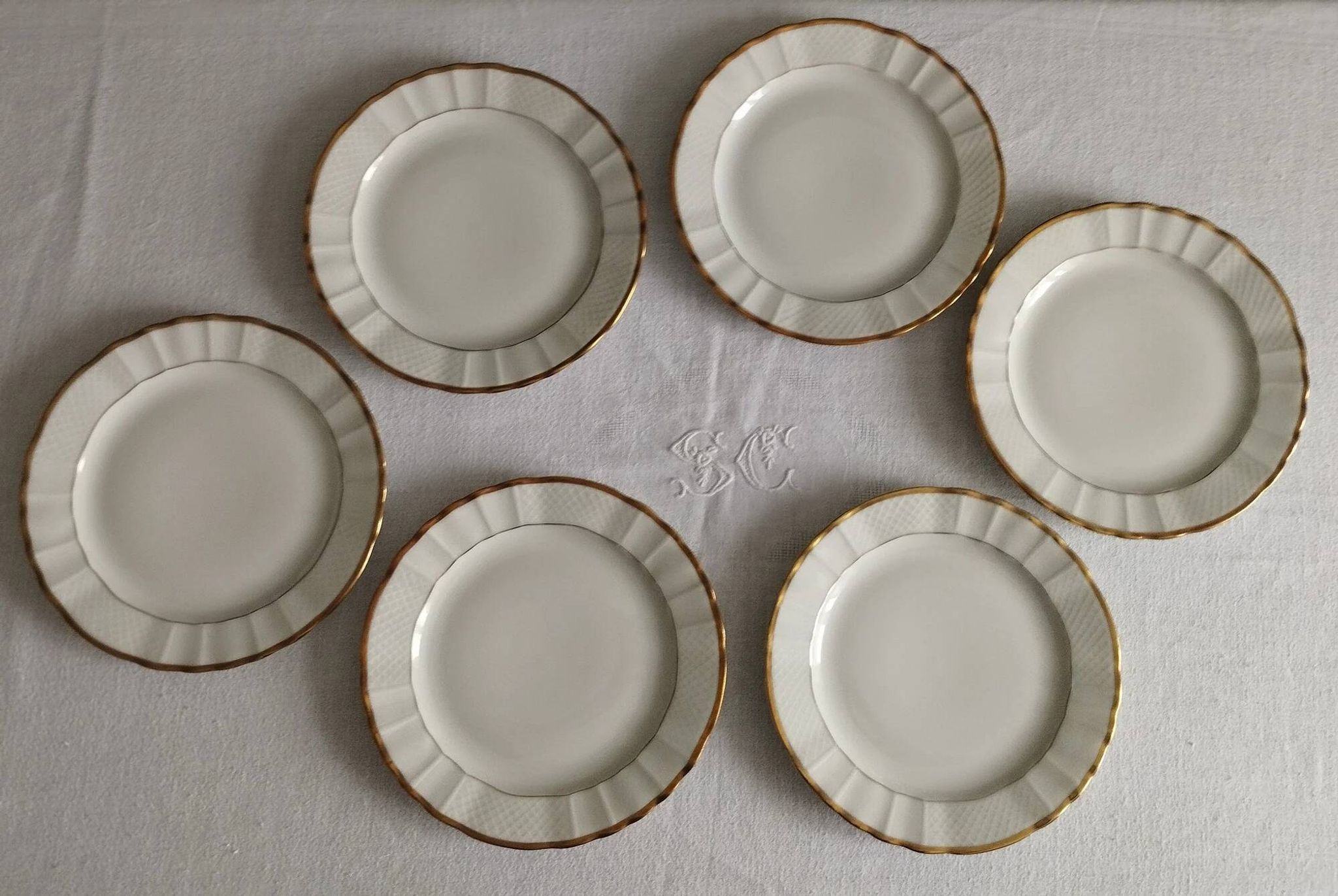 "Pallas" - 6 dessert plates in Limoges porcelain Balleroy & Cie