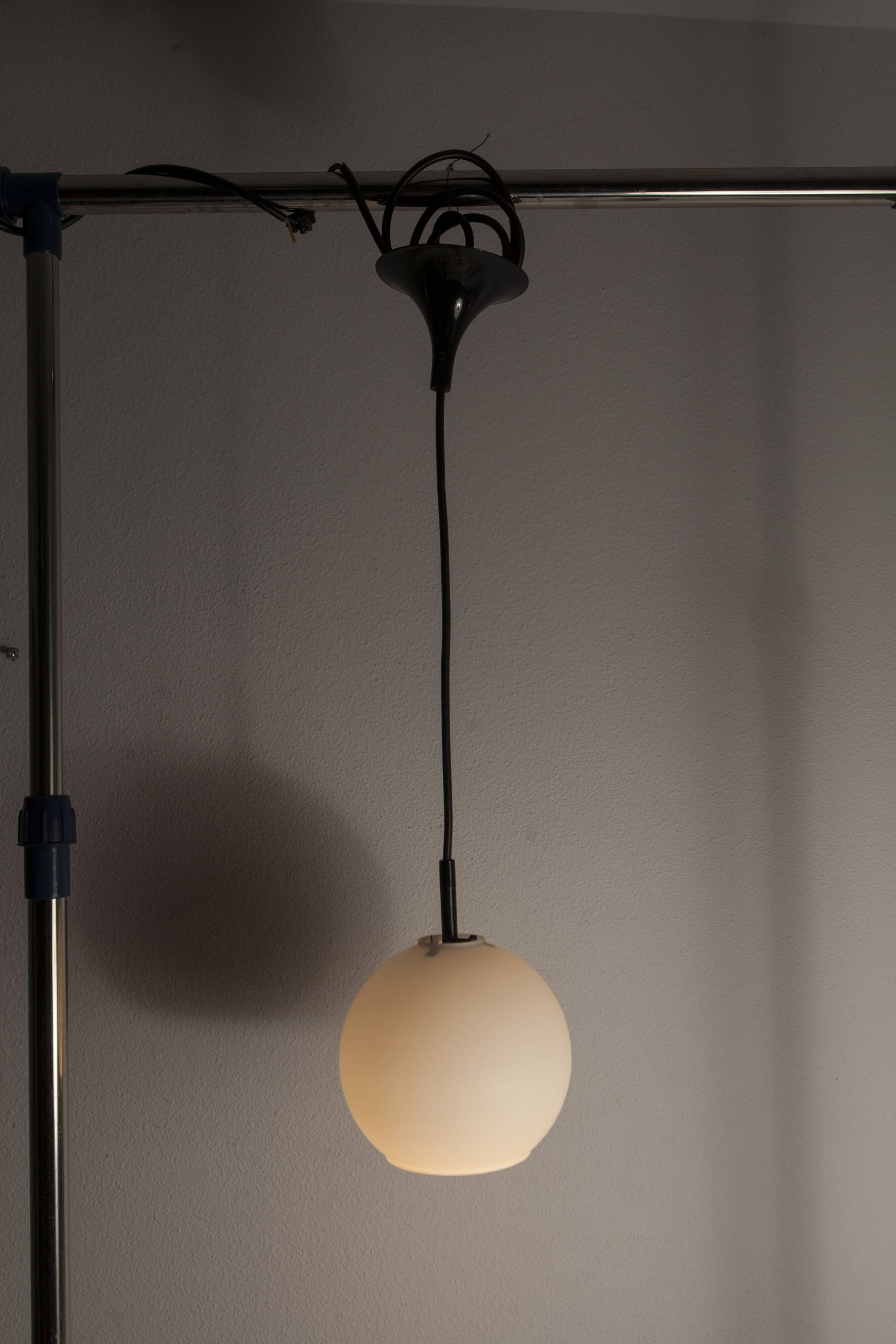 1970 white opaline tulip cone pendant lights (6 available)