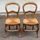 2 Louis Philippe chairs, solid curved wood and straw