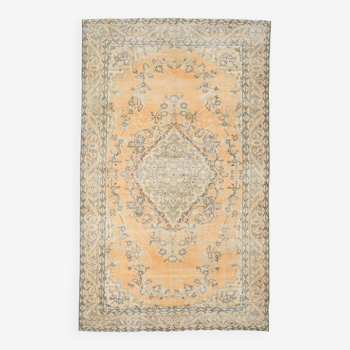 6x10 oriental faded yellow vintage rug, 180x299cm