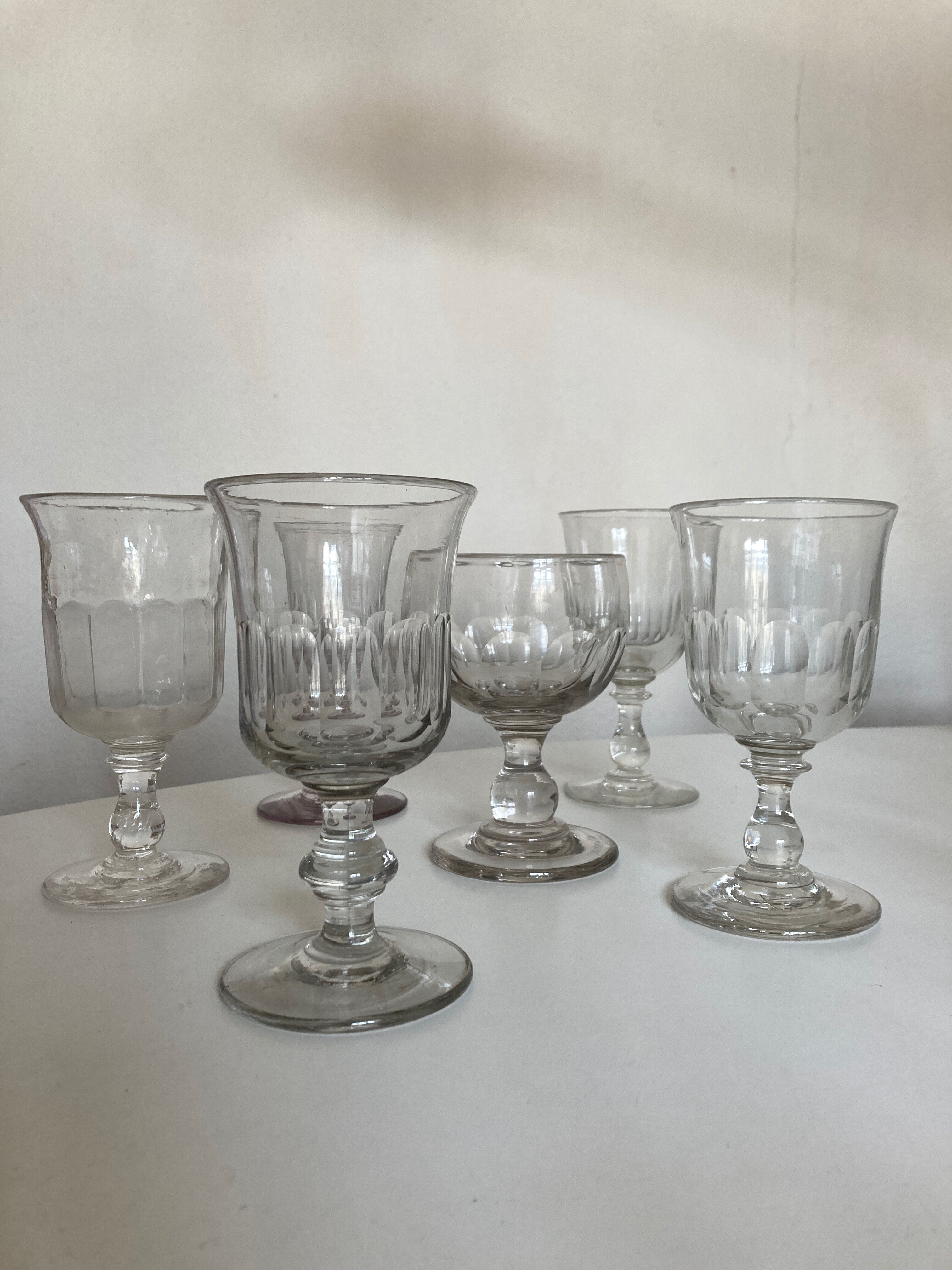 Set of 6 Louis Philippe glasses with matching flat ribs
