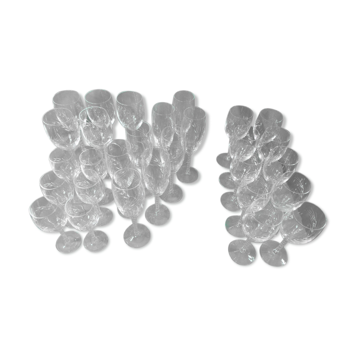 Série de verres à pied en cristal , 1980s