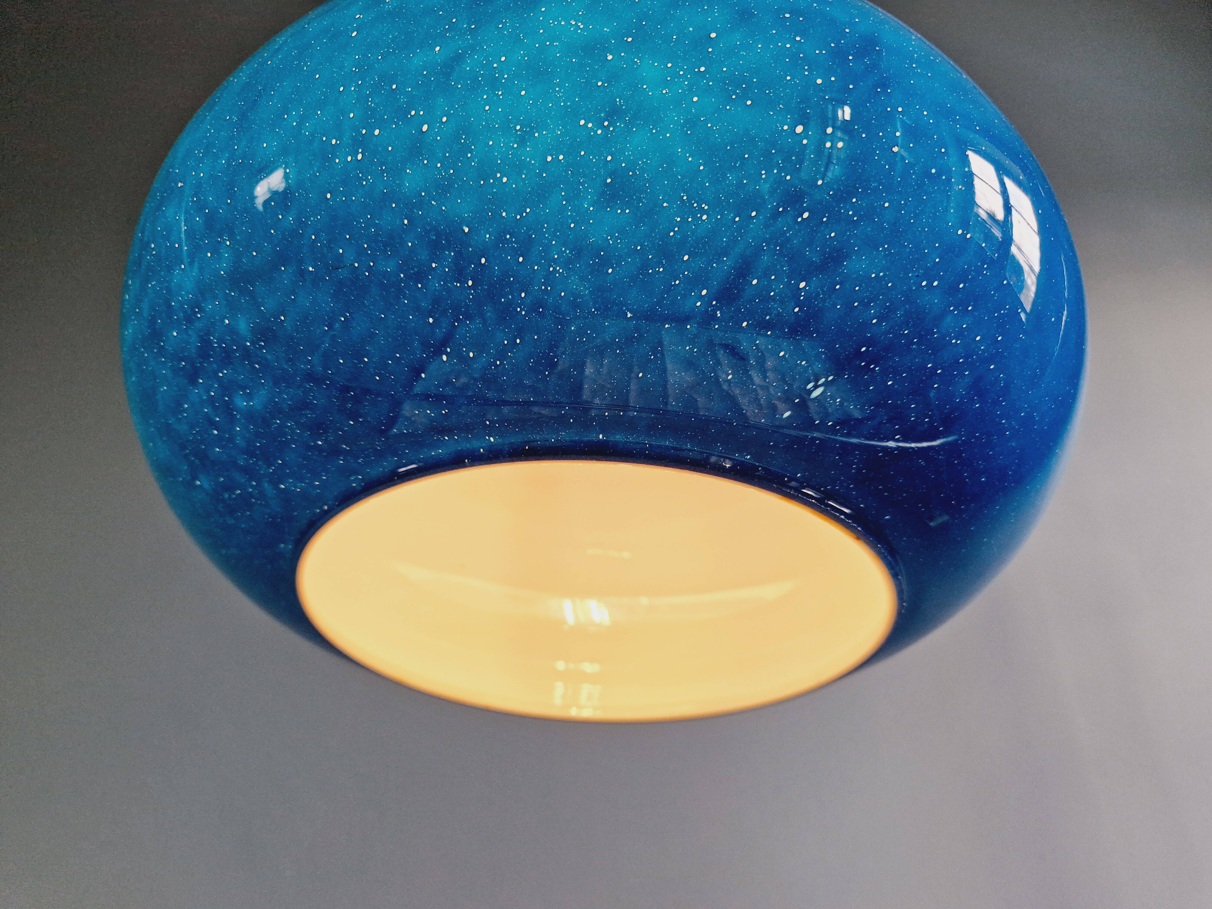 Large Space Age pendant light in blue opaline, 1960s-70s