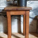 Stool in solid wood waxed oak rustic