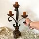 Vintage wooden and wrought iron chandelier