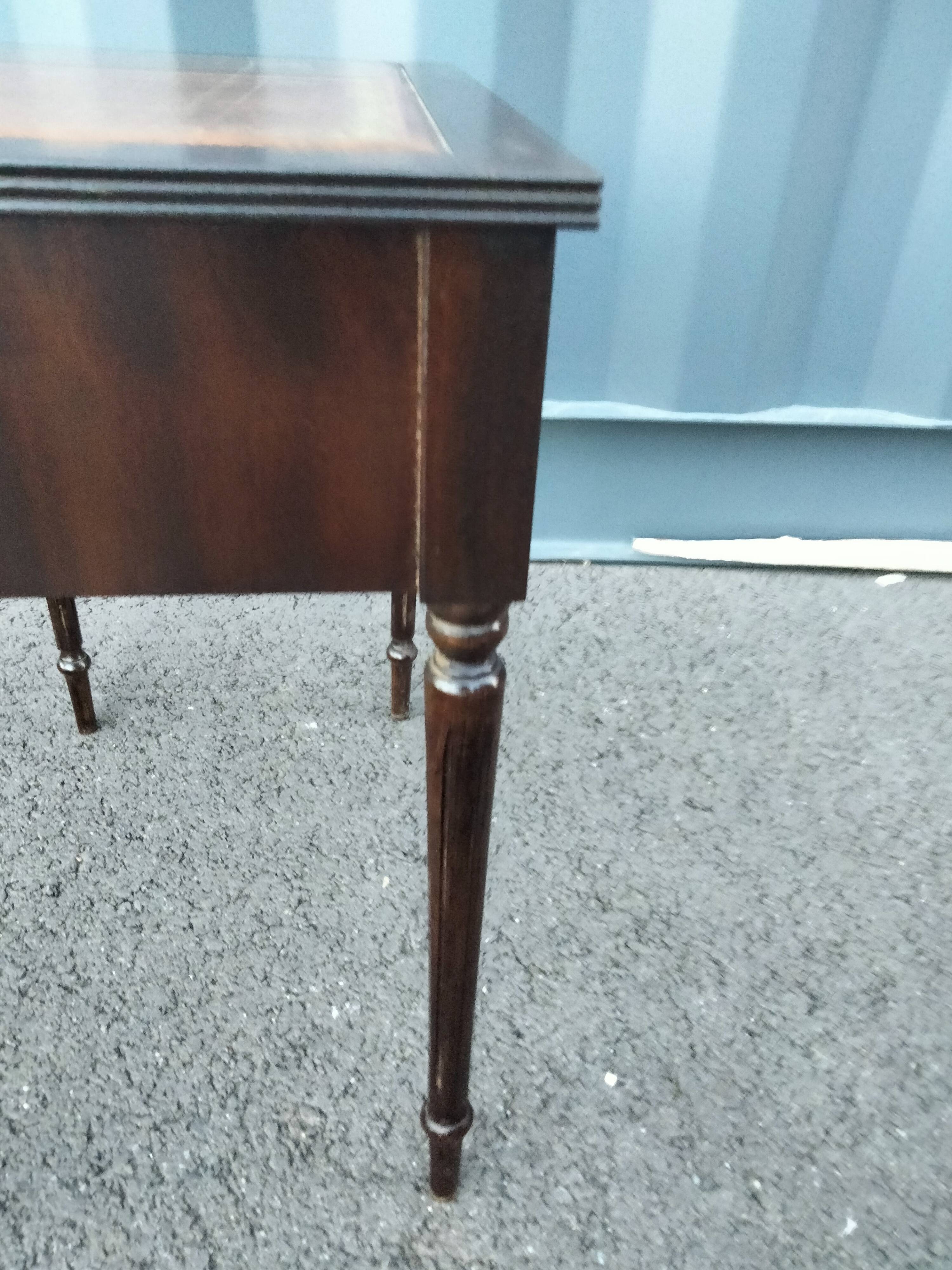 Pair of bedside tables side tables old leather top style louis xvi