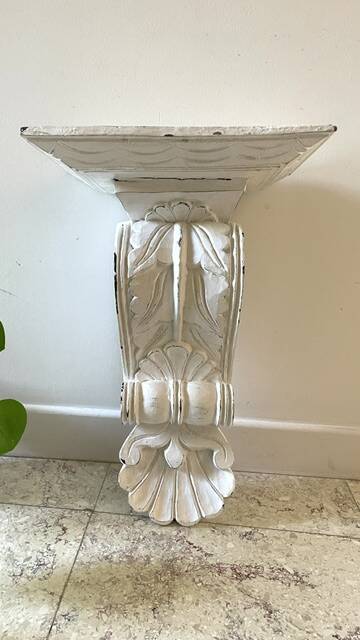 White Patinated Wall Console Shelf