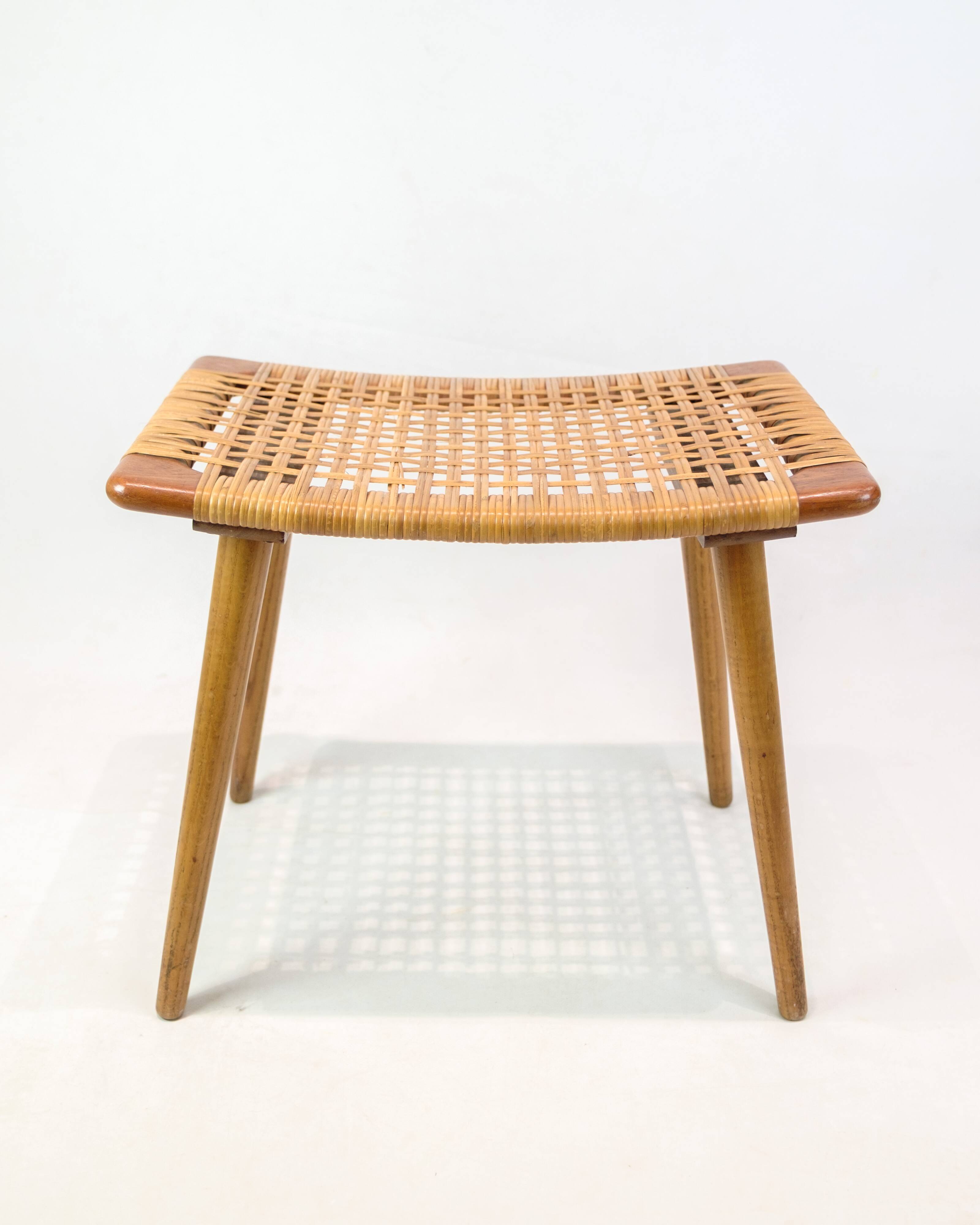 Stool - Teak - Cane weave - Danish design - 1960s.