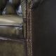 English Chesterfield club chair in olive green cowhide leather