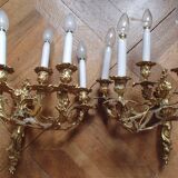 Pair of 4-branch wall sconces - gilded bronze