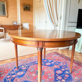 Louis XVI round table in solid wood – extendable to 210 cm – 2 extensions