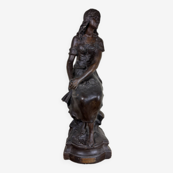 Graziela par Moreau : statue en plâtre patiné façon bronze époque XIXème