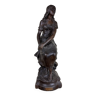 Graziela by Moreau: Very large bronze-patinated plaster statue from the 19th century (89cm)