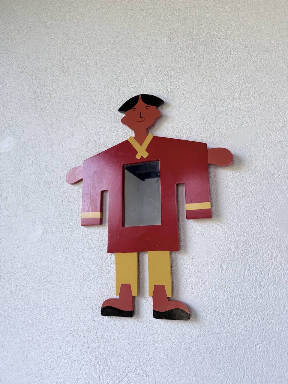 Miroir enfant personnage bois peint