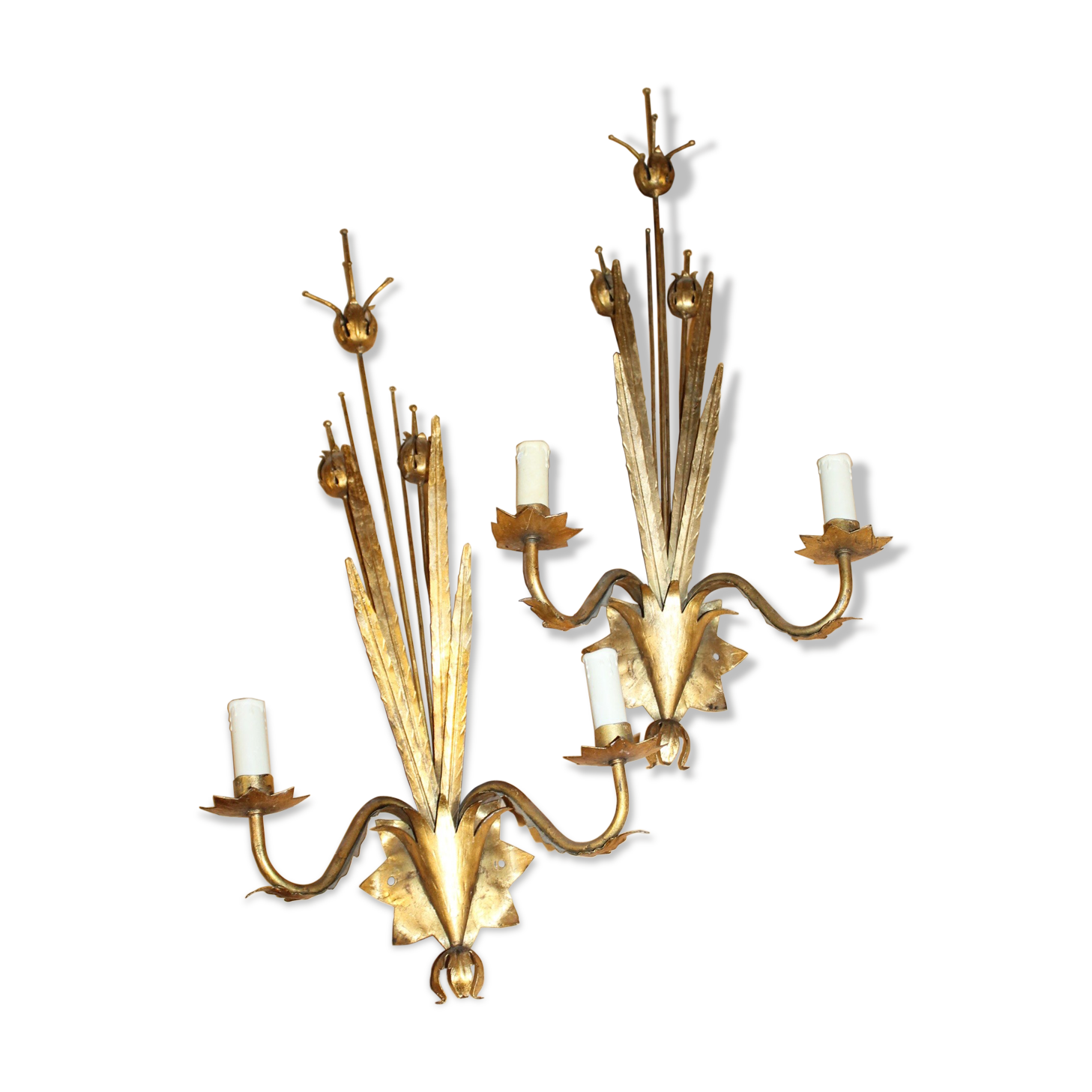 Golden floral wall lamps