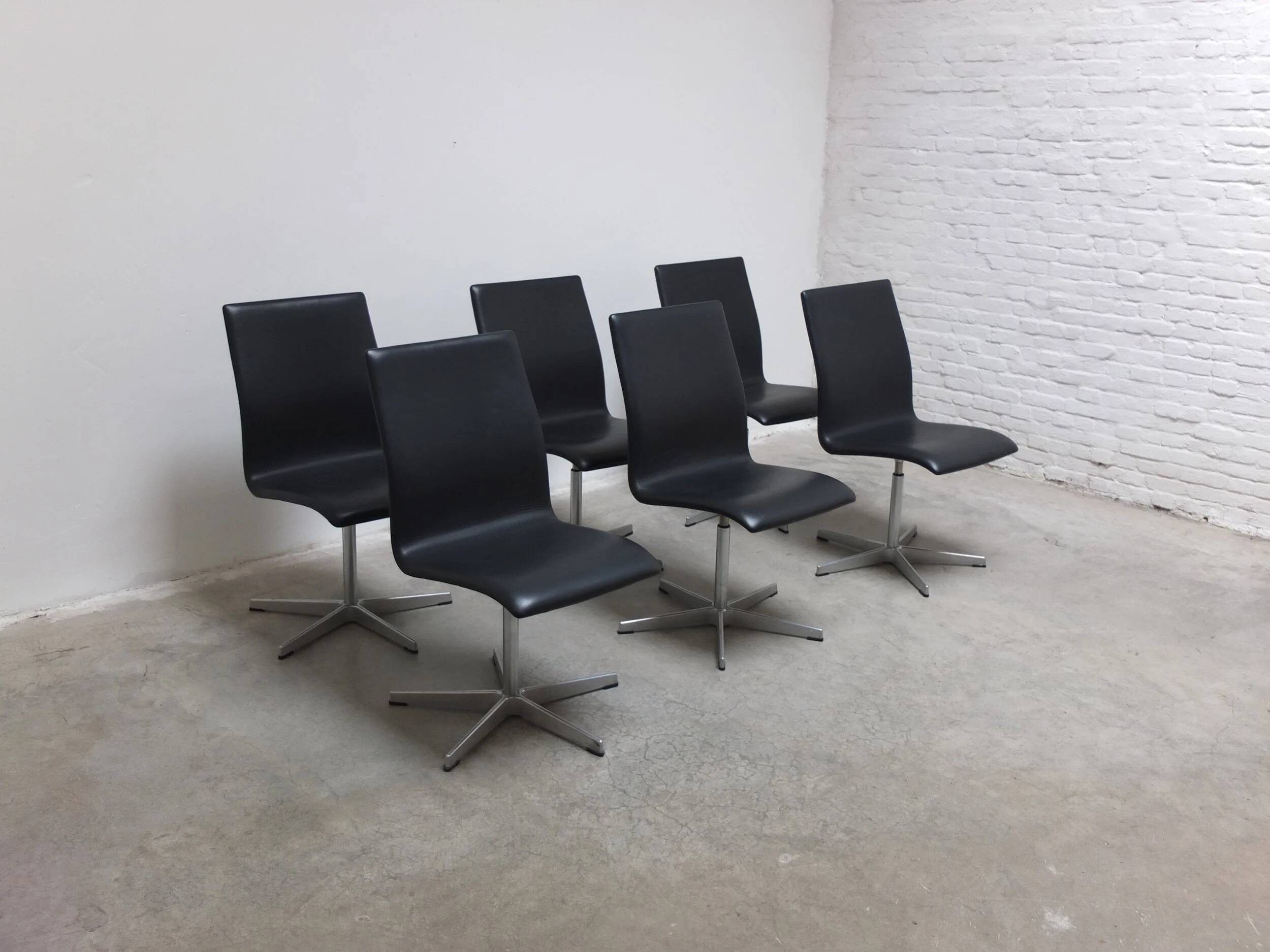Set of 6 'Oxford' swivel chairs by Arne Jacobsen for Fritz Hansen, 1965