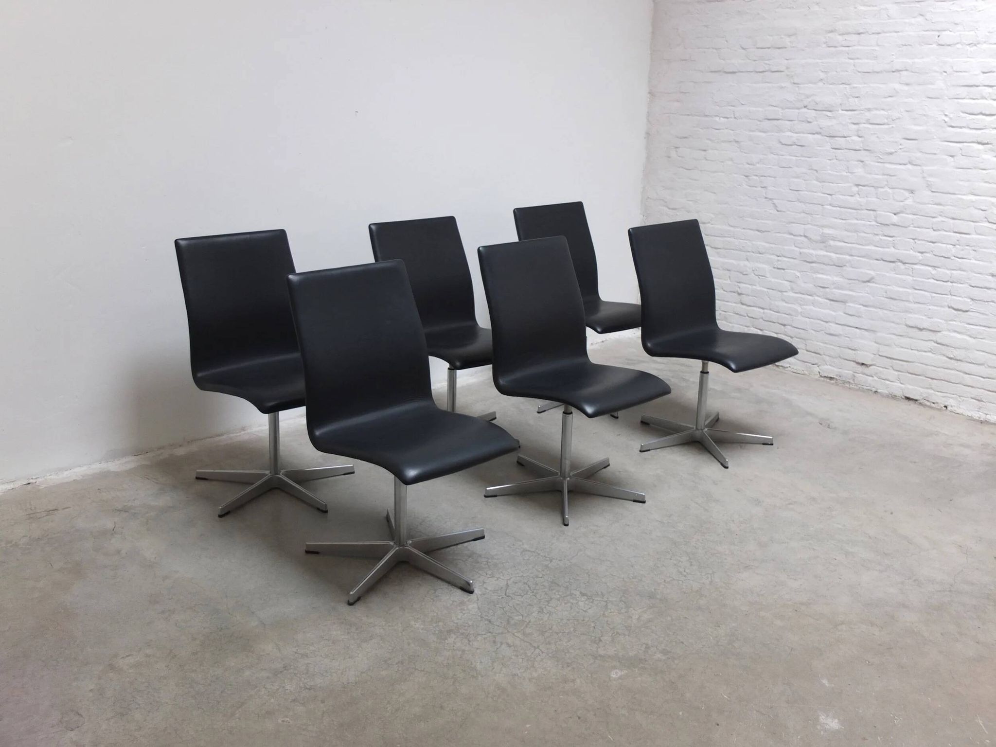 Set of 6 'Oxford' swivel chairs by Arne Jacobsen for Fritz Hansen, 1965