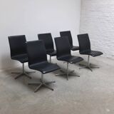 Set of 6 'Oxford' swivel chairs by Arne Jacobsen for Fritz Hansen, 1965