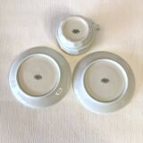 Ensemble Pichet Tasses  Bistrot Apilco ancien blanc liseré jaune et vert