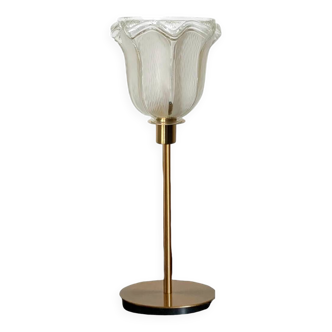 Table lamp with an antique translucent lampshade, art deco style