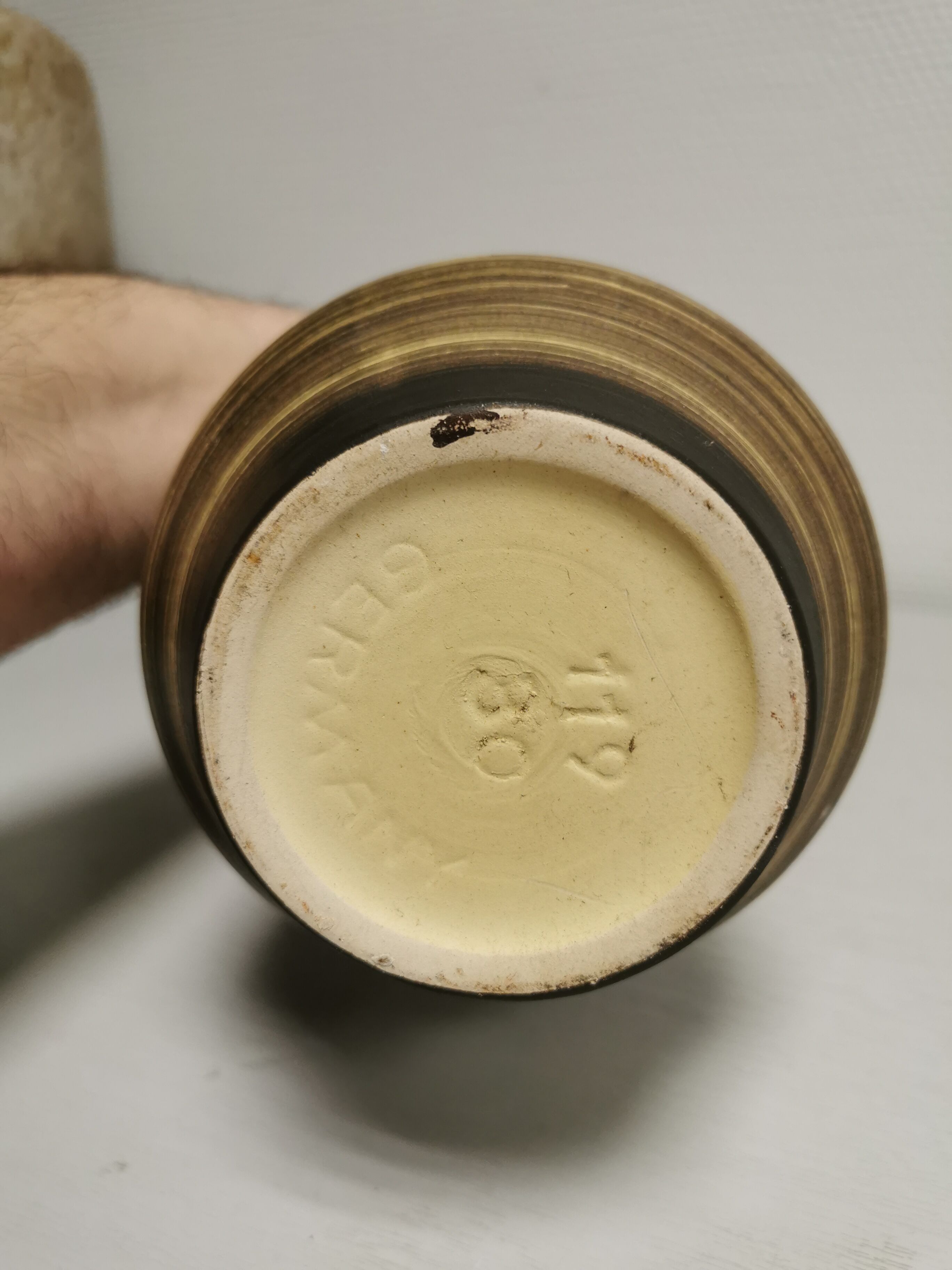 Vase vintage céramique D.B. Höhr Keramik au décor graphique émaillé