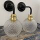 Set of two vintage electrified electrified glass wall lamps