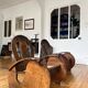 Pair of Art Deco armchairs in wood and cane.