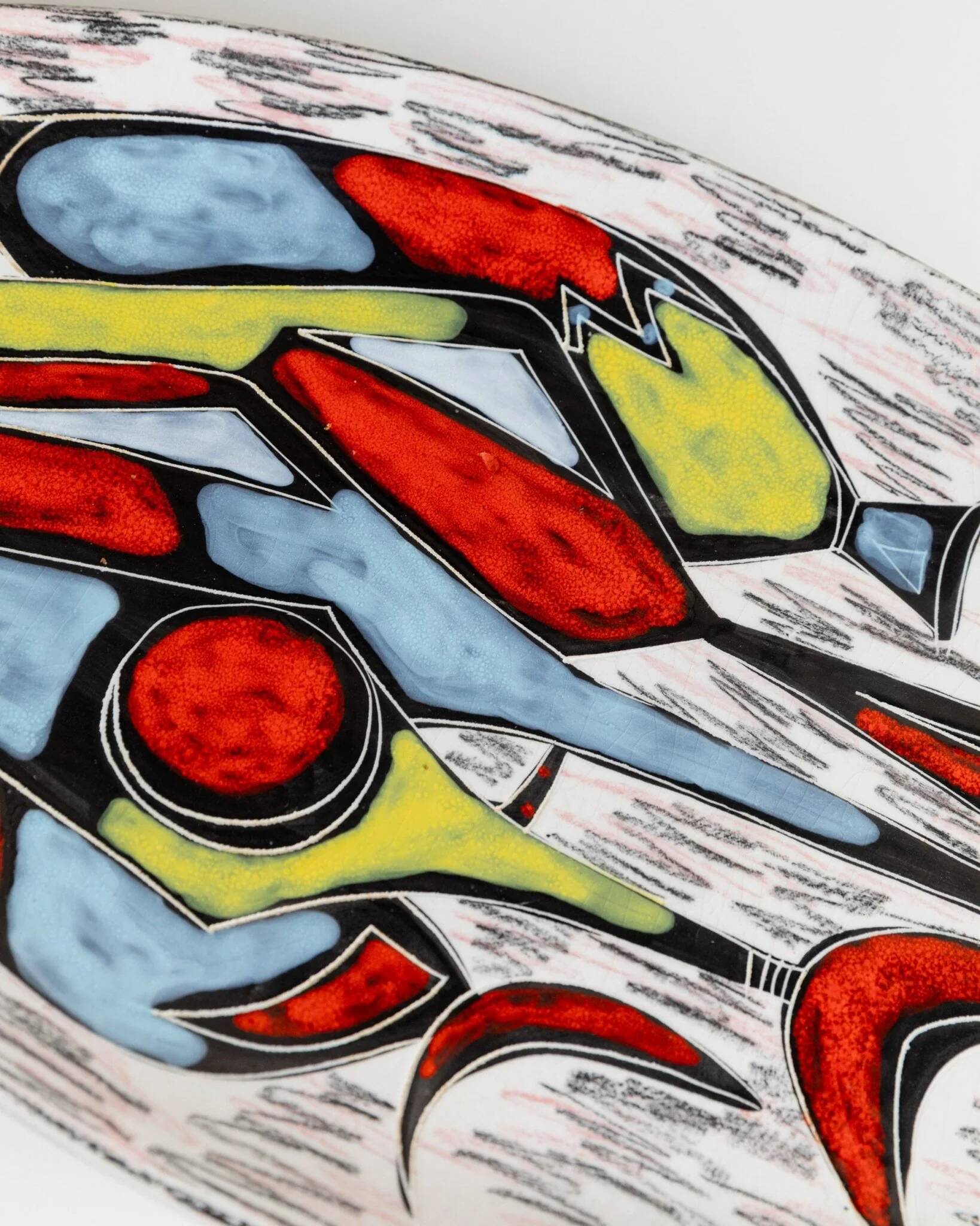 Multicolor Hand-Painted Ceramic Wall Plate, Vintage Studio, Italian 1970s Mid-Century Design