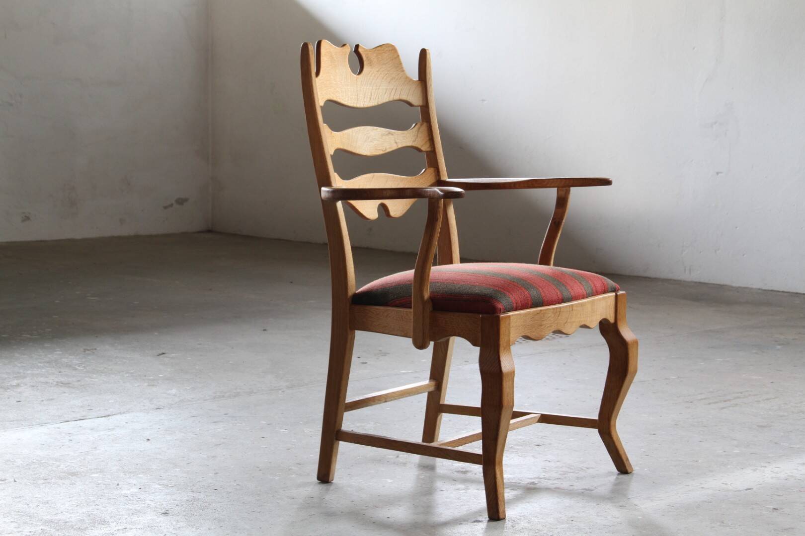 Pair of Vintage Brutalist Oak Razorblade Armchairs by Henning Kjærnulf, 1960s