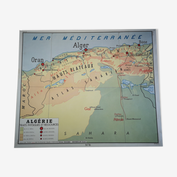 Ancienne affiche scolaire Rossignol des années 50 Afrique du Nord tunisie Algérie roc