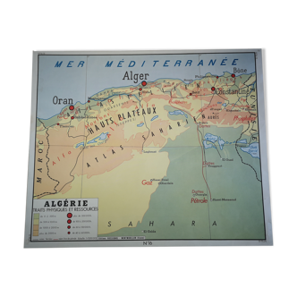 Ancienne affiche scolaire Rossignol des années 50 Afrique du Nord tunisie Algérie roc