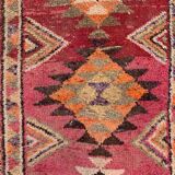Vintage turkish  tribal runner 385x85 cm veg dye wool rug tribal, handmade