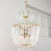 Vintage Italian Crystal and Gilt Metal Chandelier, 1980s