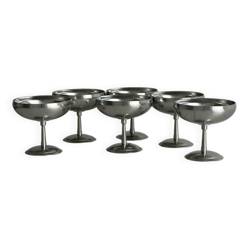 set of 6 18/10 stainless steel metal bowls