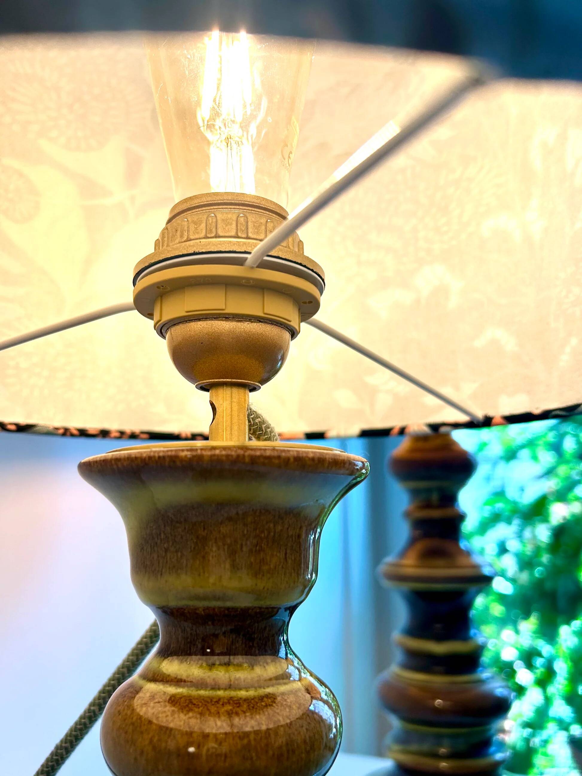 Lampe Fat Lava en forme de pagode Space Age avec glaçure verte dégradée