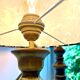 Space Age Pagoda Shaped Fat Lava Lamp with Gradient Green Glaze